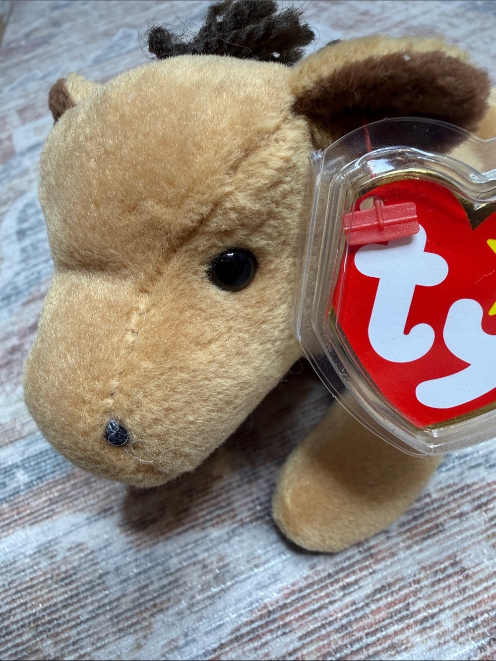 1995 Ty Plush Derby Heart Tag. Errors on tag. PVC pellets. Fine Mane